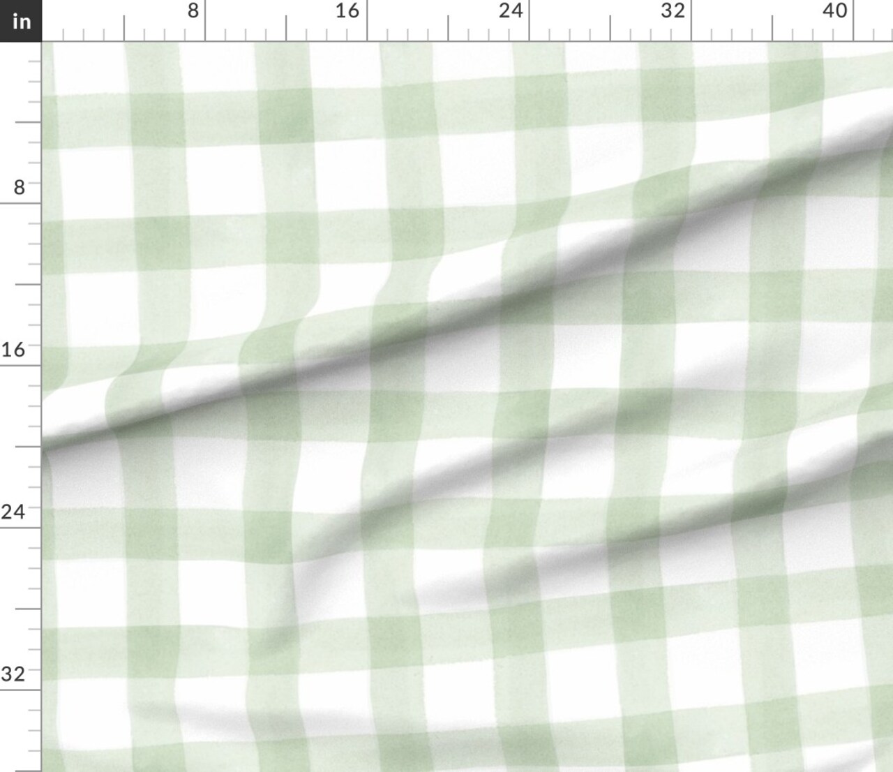 Sage Green Plaid Buffalo Check Large Scale Celery Rustic Gingham Custom Printed Fabric by Spoonflower Various Fabrics by the Yard or Fat Quarter 9002768